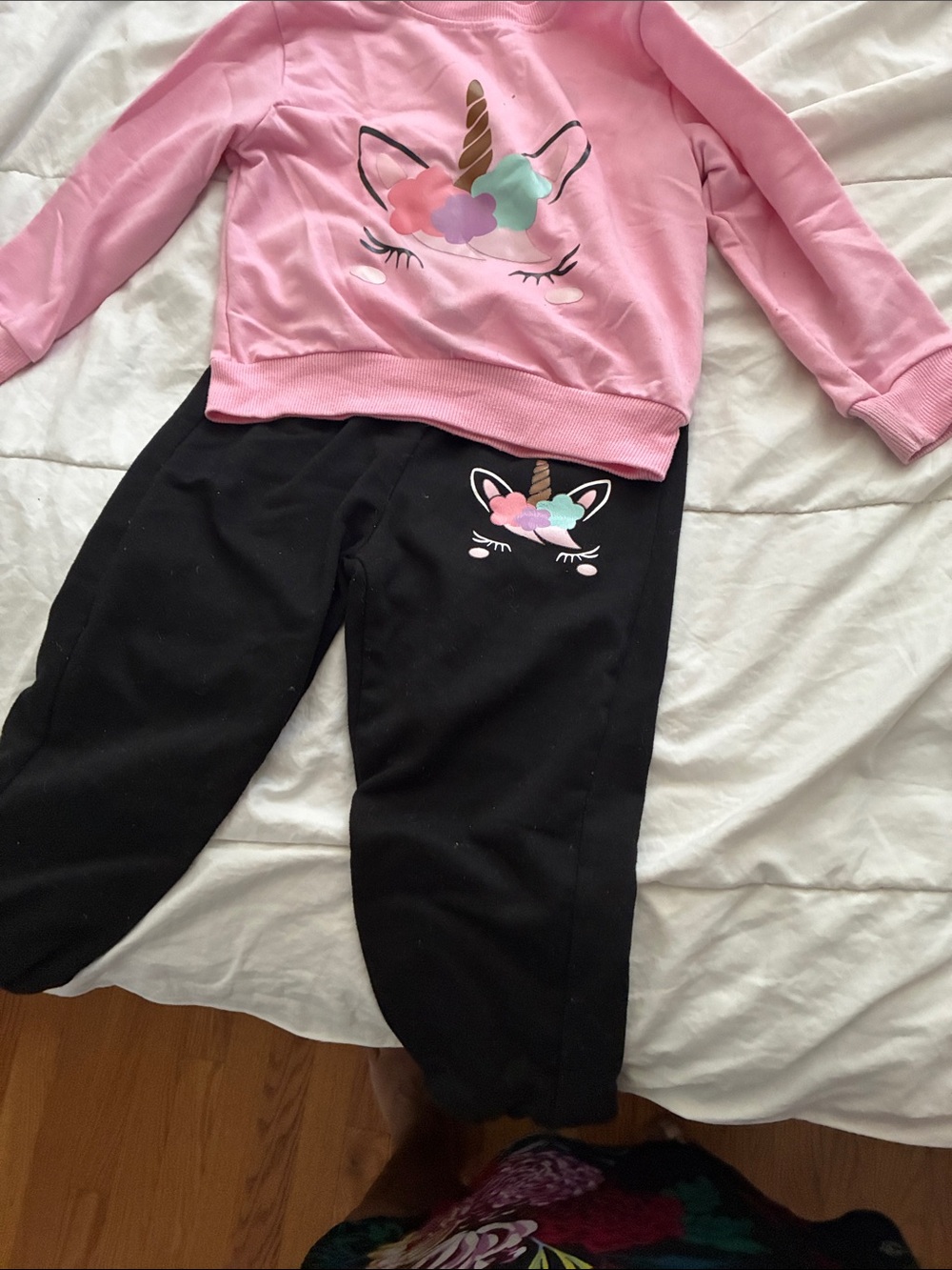 SHEIN Pink & Black Unicorn Jogger Set Bottoms